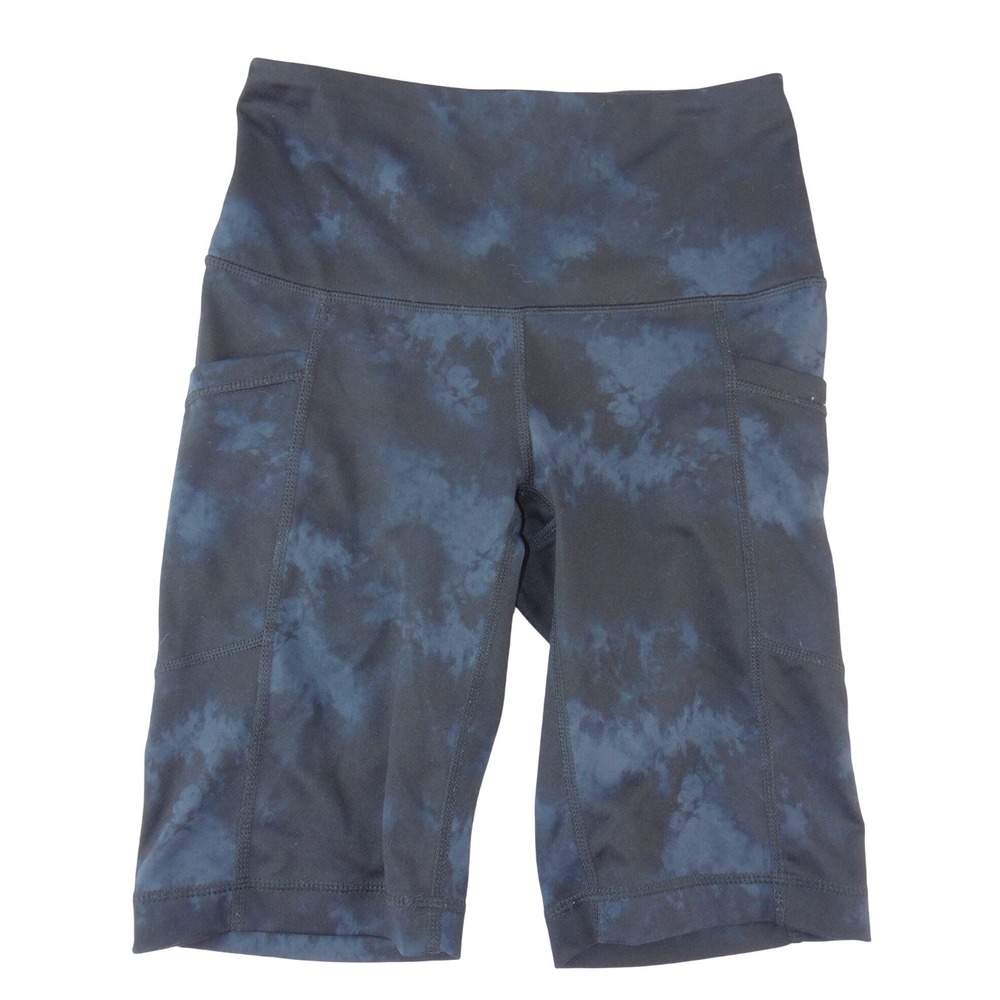 90 Degree by Reflex Womens XS Tie Dye Biker‎ Shorts Navy Black High Rise Pockets